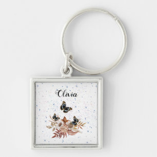 Bouquet floral blooming garden keychain