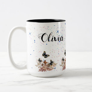 Bouquet floral blooming garden Two-Tone coffee mug