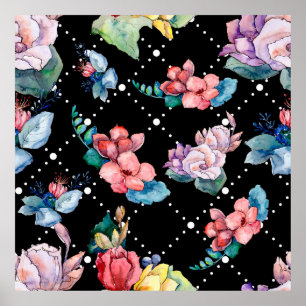 Bouquet floral botanical flowers. Wild spring leaf Poster