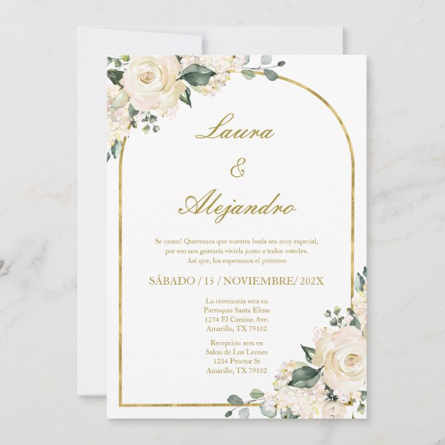 Bouquet floral Faire-part de mariage en espagnol (Devant)