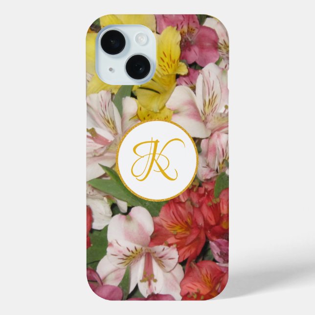 Bouquet floral Monogramme coque iphone Customisé (Verso)