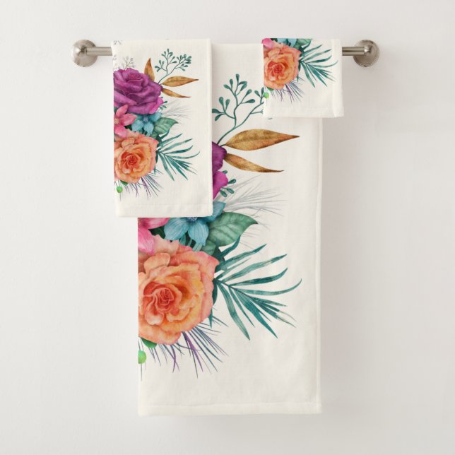 Bouquet floral rose, orange et blanc (En situation)