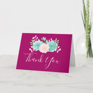 Bouquet floral rose pastel et vert Merci