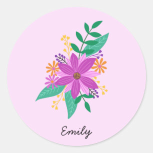 Bouquet floral Sticker rond personnalisé