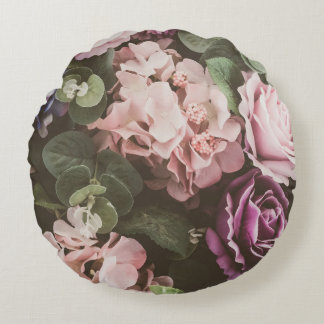 Bouquet flower, vintage filter, beautiful backgrou round pillow
