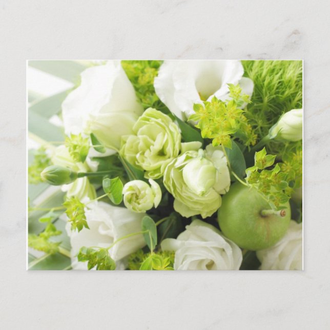Bouquet from different white seasonal flower postcard (Front)