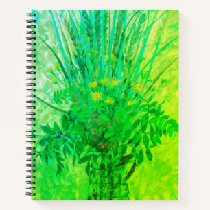 Bouquet from the Finnish Bay, floral art, green Notebook