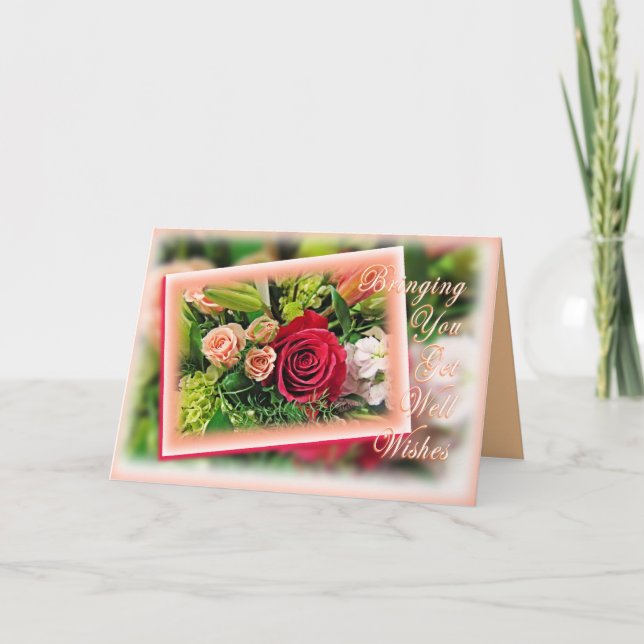 Bouquet Get Well Wishes customize Card (Front)