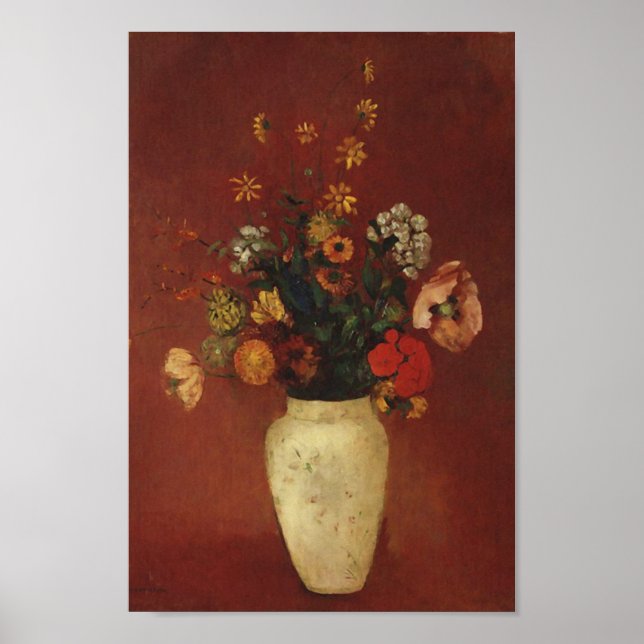 Bouquet in a Chinese Vase, Odilon Redon Fine Art Poster (Front)