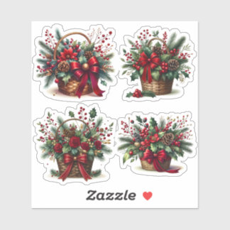 Bouquet in a festive holiday basket