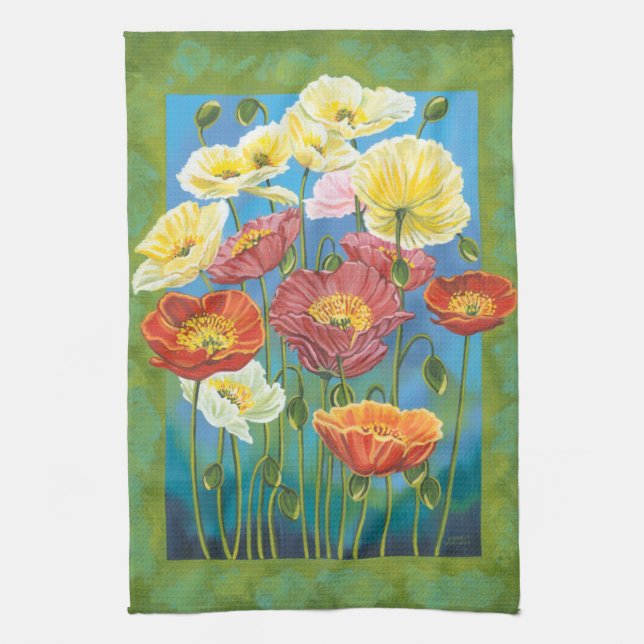 Bouquet in Border I Kitchen Towel (Vertical)
