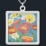 Bouquet in Border I Silver Plated Necklace<br><div class="desc">Floral</div>