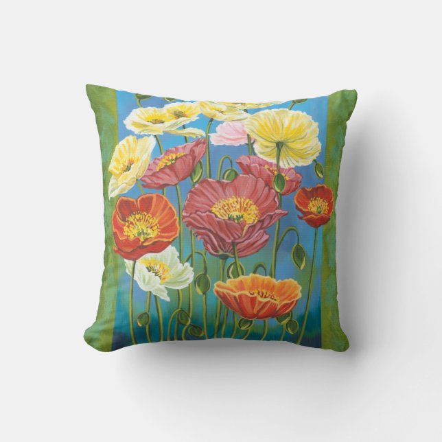 Bouquet in Border I Throw Pillow (Front)