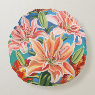 Bouquet in Border II Round Pillow