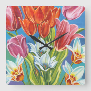 Bouquet in Border III Square Wall Clock