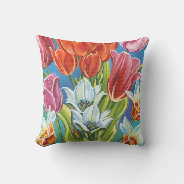 Bouquet in Border III Throw Pillow (Front)