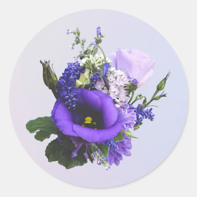 Bouquet in Shades of Purple Classic Round Sticker (Front)