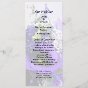 Bouquet in Shades of Purple Wedding Program