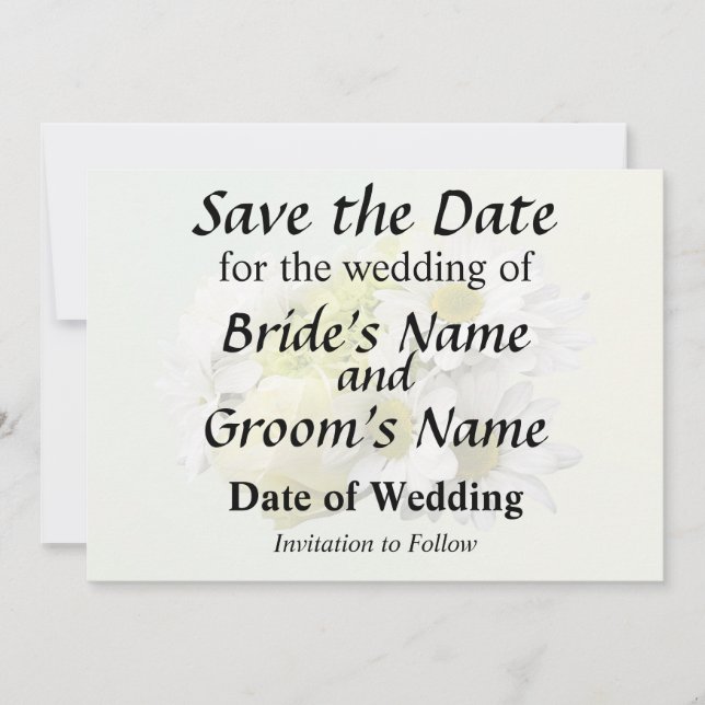 Bouquet in Shades of White and Yellow Save The Date (Front)