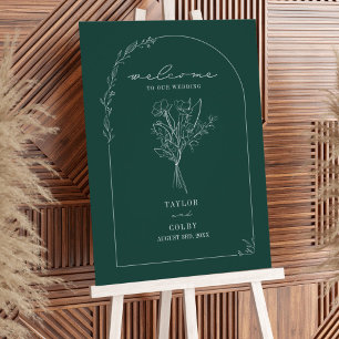 Bouquet Line Art Emerald Mariage Accueil Poster