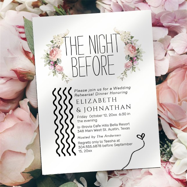 Bouquet Minimal Script The Night Before   Invitation (Creator Uploaded)