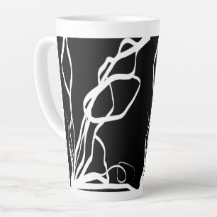 Bouquet Noir: Abstract Black & White Latte Mug