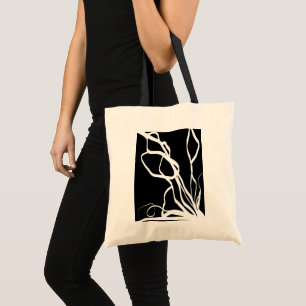 Bouquet Noir: Abstract Black & White Tote Bag
