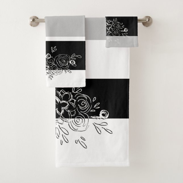 Bouquet noir blanc Gris rayures (En situation)