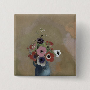 Bouquet of anemones 2 inch square button
