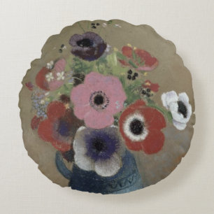 Bouquet of anemones round pillow