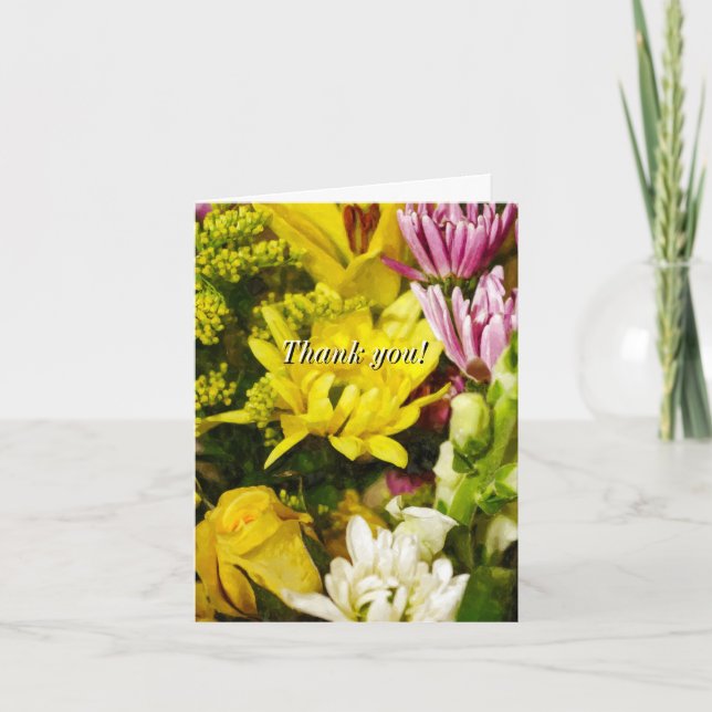 Bouquet Of Cheer Painterly Thank You Card (Front)