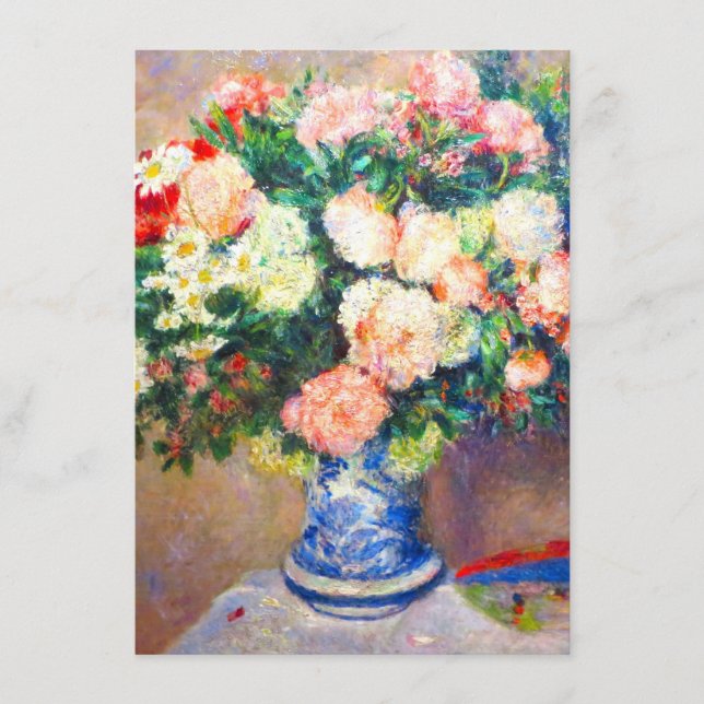 Bouquet of Chrysanthemums and a Japanese Fan Enclosure Card (Front)