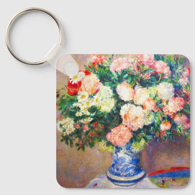 Bouquet of Chrysanthemums and a Japanese Fan Keychain (Front)