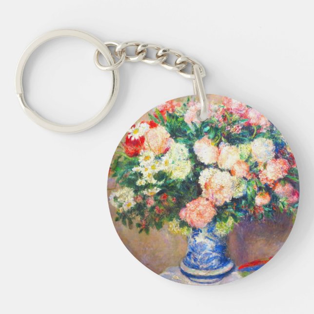 Bouquet of Chrysanthemums and a Japanese Fan Keychain (Front)