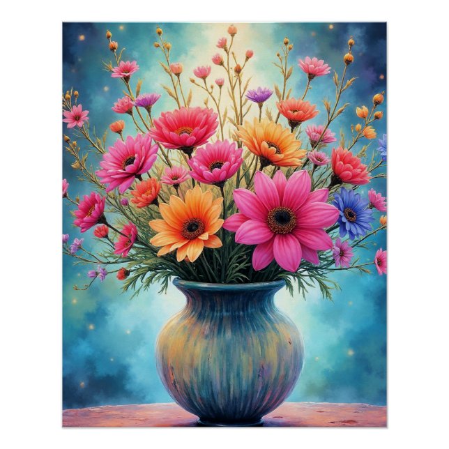 Bouquet of Colourful Flowers Poster (Front)