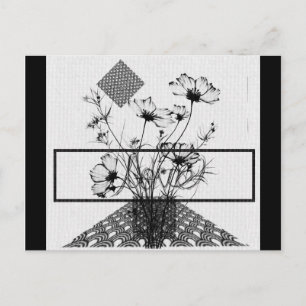 Bouquet Of Flowers Abstract Black Postcard