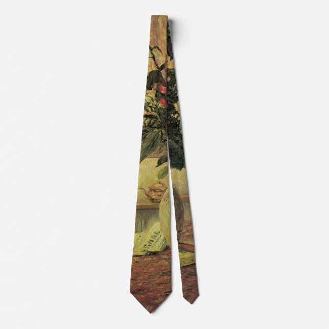 Bouquet of Flowers at Window by Maxine Maufra Tie (Front)