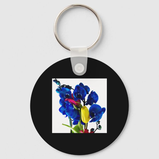 Bouquet Of Flowers - Blue Orchids  Keychain (Front)