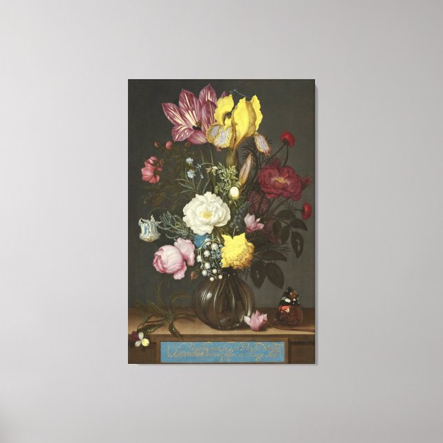 Bouquet of Flowers in a Glass Vase Canvas Print (Front)