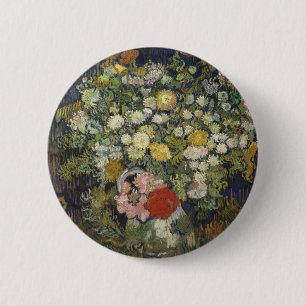 Bouquet of Flowers in a Vase 2 Inch Round Button
