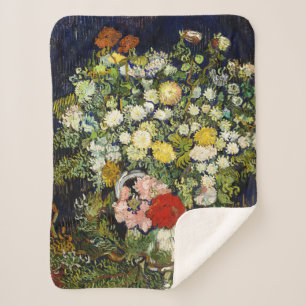 Bouquet of Flowers in a Vase by Vincent Van Gogh Sherpa Blanket