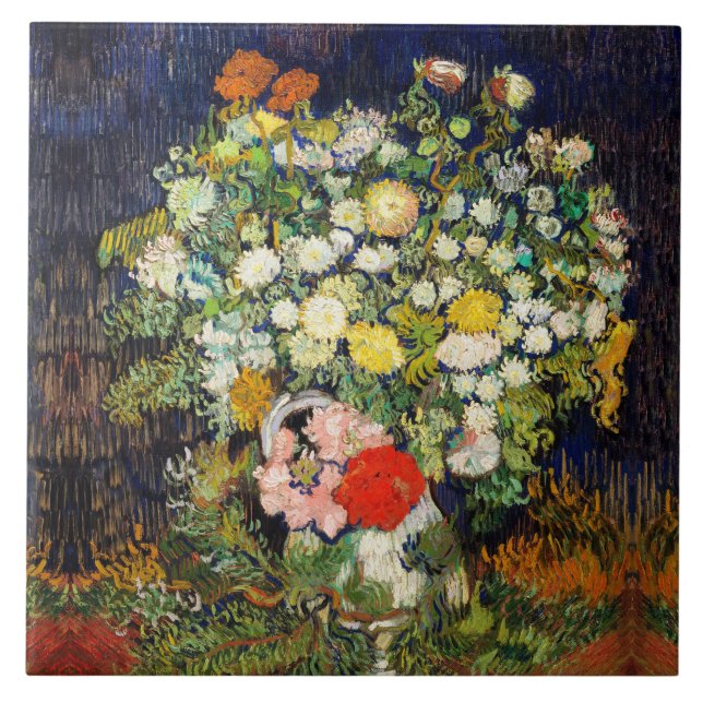 Bouquet of Flowers in a Vase by Vincent Van Gogh  Tile (Front)