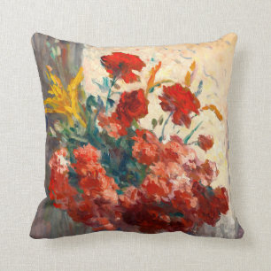 Bouquet of flowers in a vase ceramic throw pillow