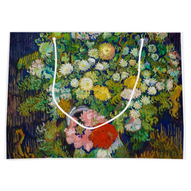 Bouquet of Flowers in a Vase, Van Gogh Large Gift Bag (Front)