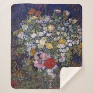 Bouquet of Flowers in a Vase Van Gogh Sherpa Blanket