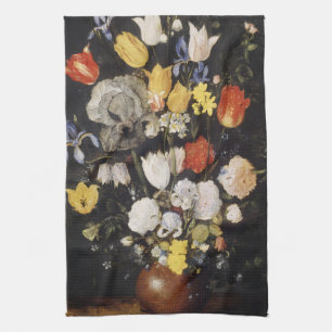 Bouquet of Flowers in an Earthenware Vase  Kitchen Towel