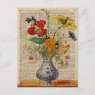 Bouquet of flowers Oil Painting Postcard