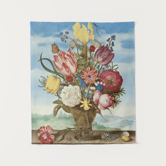 Bouquet of Flowers on a Ledge Tapestry (Front)