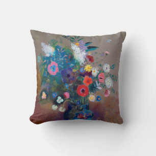 Bouquet of Flowers, Redon Throw Pillow