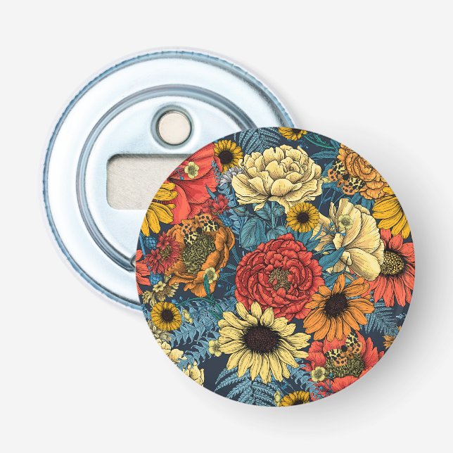 Bouquet of flowers- roses, peonies, daisies ans fe bottle opener (Front)